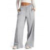Pantalon long uni à jambes larges et cordons de serrage - Gris Clair S | US 4