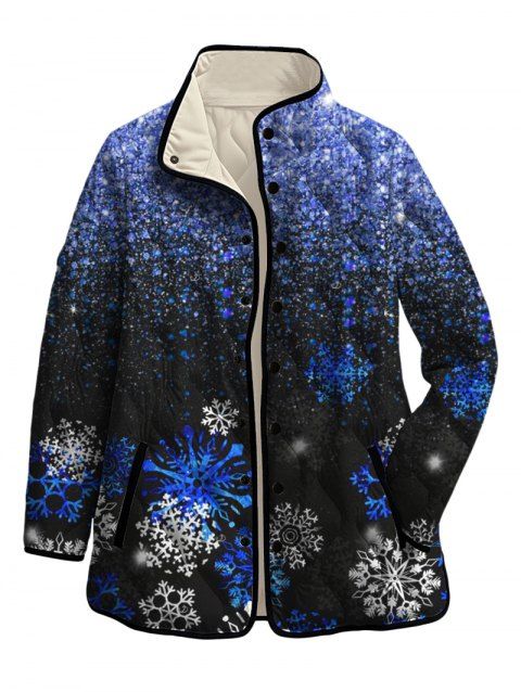 Manteau de Noël rembourré en coton, imprimé sapin et flocons de neige, avec poches