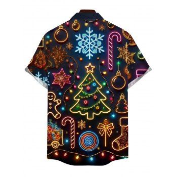 Holiday Couple Outfit Light Christmas Tree Snowflake Print Dress and Shirt Set