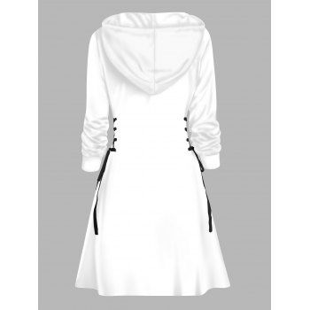 Christmas Hoodie Dress Snowman Print Lace Up Hooded Dress