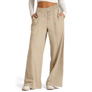 Casual Women Outfit Zip Up Stand-up Collar Sweater and Wide Leg Pants Set