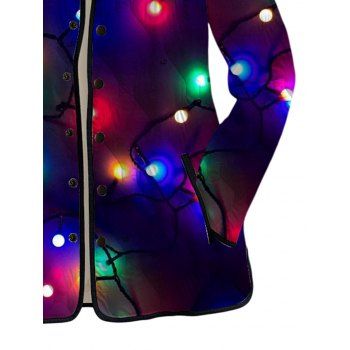 Christmas Cotton-padded Coat Lightning Chains Print Pocket Coat