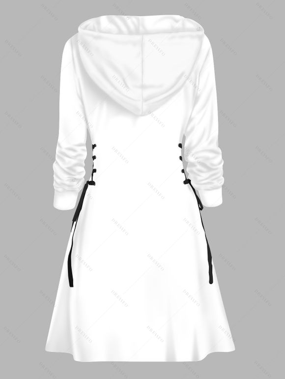 Robe sweat à capuche de Noël à imprimé bonhomme de neige et lacets - Blanc XXXXXL | US 20