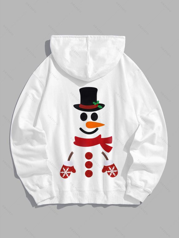 Sweat à capuche de Noël pour homme, imprimé bonhomme de neige - Blanc 2XL