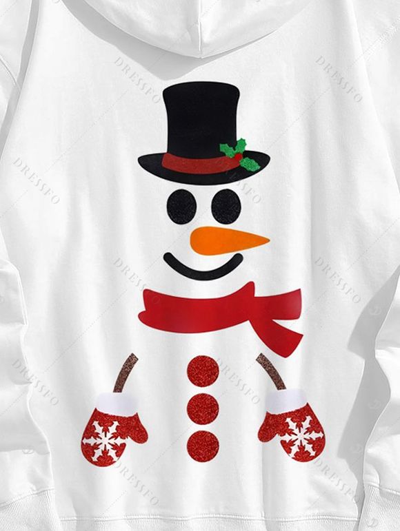 Sweat à capuche de Noël pour homme, imprimé bonhomme de neige - Blanc 2XL