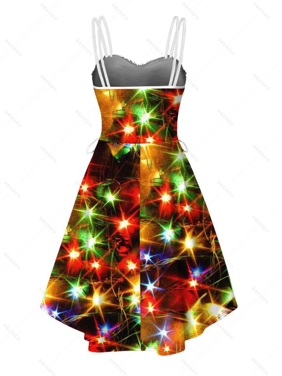 Robe de vacances brillante à étoiles en fausse fourrure lacée et asymétrique - multicolor A XXL | US 14