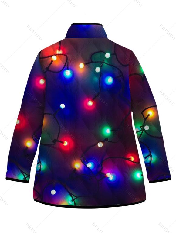 Manteau de Noël rembourré en coton avec imprimé chaînes éclair et poches - Noir XXXXXL | US 20