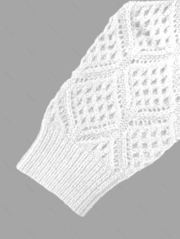 Pull gothique à imprimé chat noir et miroir, manches ajourées et col en V - Beige XL | US 12