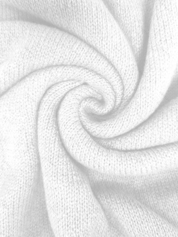 Pull gothique à imprimé chat noir et miroir, manches ajourées et col en V - Beige XL | US 12