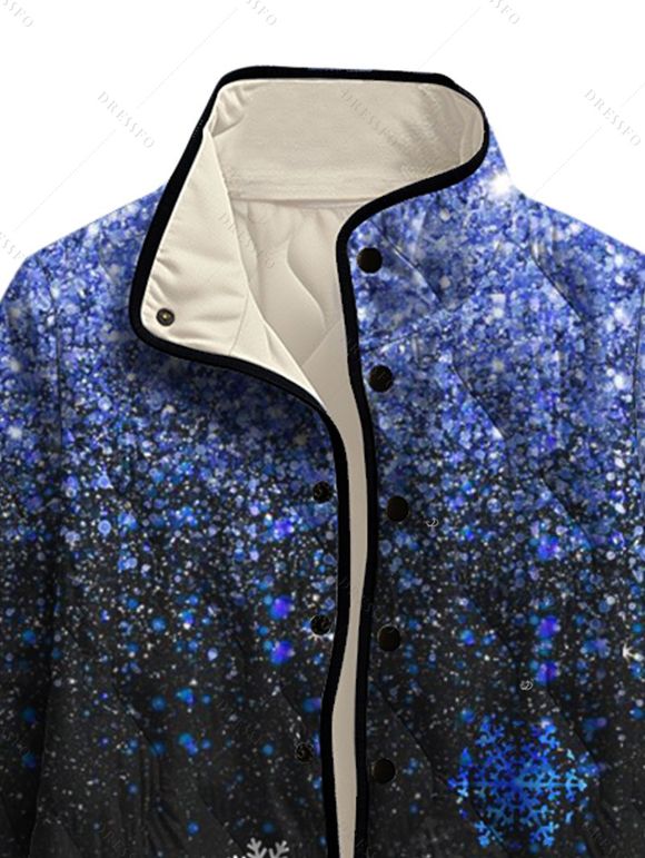 Manteau de Noël rembourré en coton, imprimé sapin et flocons de neige, avec poches - Noir XXXXXL | US 20