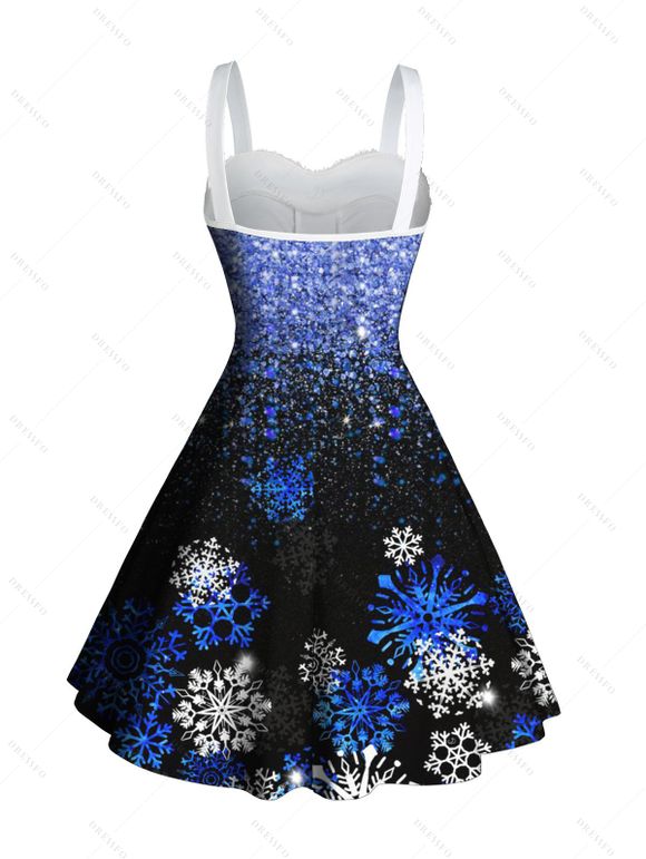 Christmas Women Outfit Snowflake Tree Print Faux Fur Dress and Warm Coat Set - Noir S | US 4