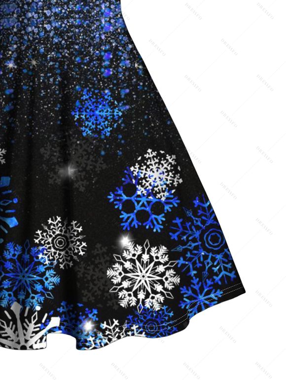 Christmas Women Outfit Snowflake Tree Print Faux Fur Dress and Warm Coat Set - Noir S | US 4