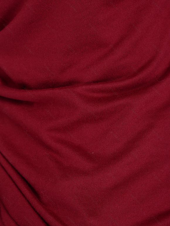 Haut gothique à lacets et œillets, col asymétrique et manches longues - Rouge Vineux XXL | US 14