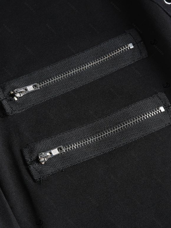 Pantalon gothique à lacets et fermeture éclair, taille haute élastique, skinny punk - Noir XXL | US 14