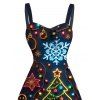 Robe de Noël courte à imprimé sapin et flocons de neige, style froncée - Noir XXXXXL | US 20