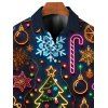 Chemise de Noël pour homme avec imprimé sapin et flocons de neige, à boutons - Noir 5XL