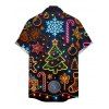 Chemise de Noël pour homme avec imprimé sapin et flocons de neige, à boutons - Noir 5XL