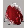 Manteau de Noël rembourré en coton, à poches, imprimé flocons de neige et clochettes, colorblock - Rouge XXXXXL | US 20