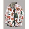 Manteau rembourré en coton avec poche imprimée bonhomme en pain d'épice et sapin de Noël - Blanc XXXXXL | US 20