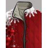 Manteau de Noël rembourré en coton, à poches, imprimé flocons de neige et clochettes, colorblock - Rouge XXXXXL | US 20
