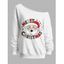 Sweat-shirt de Noël imprimé Père Noël à col asymétrique - Blanc XXL | US 14