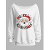 Sweat-shirt de Noël imprimé Père Noël à col asymétrique - Blanc XXL | US 14