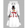 Christmas Couple Outfit Snowman Print Hooded Dress and Men's Hoodie Set - Blanc S | US 4