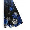 Robe de Noël mini froncée en fausse fourrure, imprimé sapin et flocons de neige - Noir XXXXXL | US 20