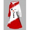 Robe sweat à capuche de Noël à imprimé flocons de neige et bonhommes de neige, style colorblock, à lacets - Rouge XXXXXL | US 20
