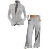 Casual Women Outfit Zip Up Stand-up Collar Sweater and Wide Leg Pants Set - Gris Clair S | US 4