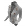 Casual Women Outfit Zip Up Stand-up Collar Sweater and Wide Leg Pants Set - Gris Clair S | US 4