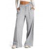 Casual Women Outfit Zip Up Stand-up Collar Sweater and Wide Leg Pants Set - Gris Clair S | US 4