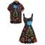 Holiday Couple Outfit Light Christmas Tree Snowflake Print Dress and Shirt Set - Noir S | US 4