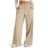 Casual Women Outfit Zip Up Stand-up Collar Sweater and Wide Leg Pants Set - café lumière S | US 4