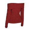 Pull à épaules dénudées, couleur unie, maille torsadée, faux boutons - Rouge Vineux XXL | US 12