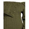 Pull à épaules dénudées, couleur unie, maille torsadée, faux boutons - Vert Armée XXL | US 12