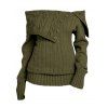 Pull à épaules dénudées, couleur unie, maille torsadée, faux boutons - Vert Armée XXL | US 12