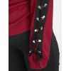 Haut gothique à lacets et œillets, col asymétrique et manches longues - Rouge Vineux XXL | US 14