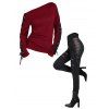Gothic Women Outfit Lace Up Grommet Skew Neck Top and Pants Set - Rouge S | US 4