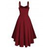 Robe de soirée sans manches à lacets et fausses perles, robe asymétrique - Rouge Vineux XXL | US 14