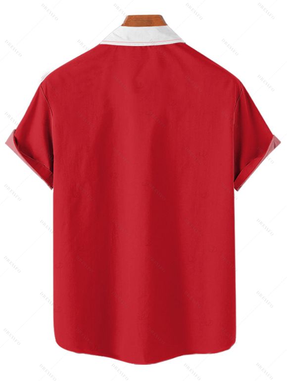 Chemise de Noël pour homme, boutonnée, imprimée en 3D, motif cloche et flocon de neige - Rouge 2XL