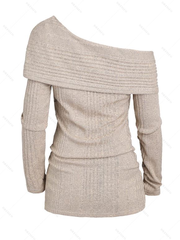 Women Winter Outfit Solid Color Lace Up Long Sweater and Buckle Leggings Set - café lumière S | US 4