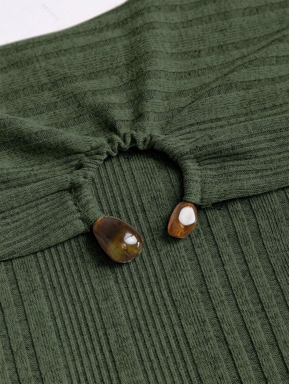 Women Winter Outfit Solid Color Lace Up Long Sweater and Buckle Leggings Set - Vert Armée S | US 4