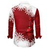 Chemise Décontractée Flocon de Neige et Boule Imprimés à Manches Longues - Rouge XL