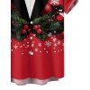 Chemise de Noël pour homme, boutonnée, imprimée en 3D, motif cloche et flocon de neige - Rouge S