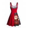 Christmas Plaid Santa Claus Letter Half And Half Print Belted Mini Dress And Long Sleeve Button Up Shirt Matching Outfit - Rouge S | US 4