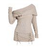 Pull uni texturé à lacets et col asymétrique - Bronze S | US 4