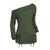 Pull uni texturé à lacets et col asymétrique - Vert Armée XXL | US 14