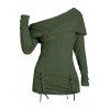 Pull uni texturé à lacets et col asymétrique - Vert Armée XXL | US 14