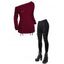 Women Winter Outfit Solid Color Lace Up Long Sweater and Buckle Leggings Set - Rouge Vineux S | US 4